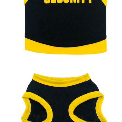 2 Pack Cotton "Security" Dog Vest Size M - Breathable Summer Tank Top - Black with Yellow Trim & Pink with Black Trim for Small Pets