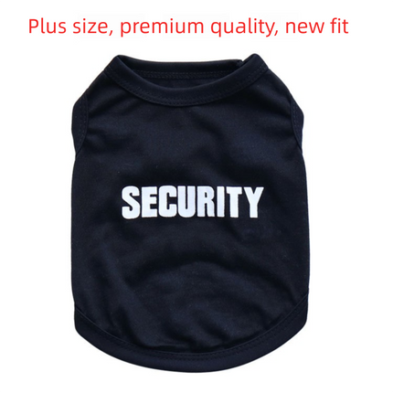 2 Pack Security Printed Pet Vest - Black & Yellow with Orange Trim - Breathable Cotton Dog T-Shirt Summer Apparel for Small to Medium Breeds - Size L (Chest 51cm)