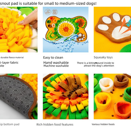 Interactive Dog Snuffle Mat Bone Shape 64x43cm - Slow Feeder & Foraging Puzzle Toy - Golden Yellow Fleece Nosework Pad for Anxiety Relief & Mental Stimulation