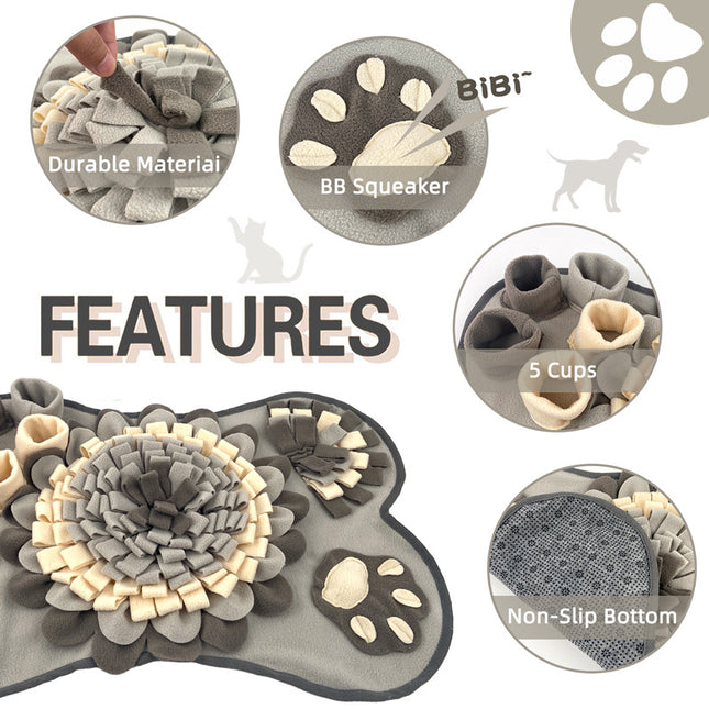 Interactive Dog Snuffle Mat Bone Shape Grey 64x43cm