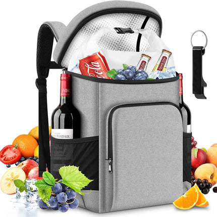 Large 45 Can Insulated Cooler Backpack for Picnic, Beach, and Camping in Australia - 36H Cooling, Waterproof Oxford Cloth, Gray