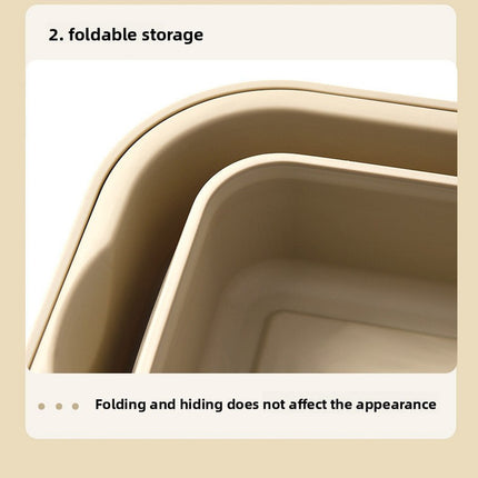 Collapsible Picnic Basket with Mini Table Lid Portable Folding Storage Crate with Cup Holders and Phone Stand Multi-Functional Outdoor Camping Sink Basin Grey