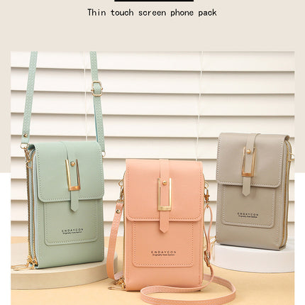 Women's Crossbody Phone Bag with Clear Touch Screen Window PU Leather Wallet Purse Multi-Pocket Shoulder Handbag Adjustable Strap Card Holder Red