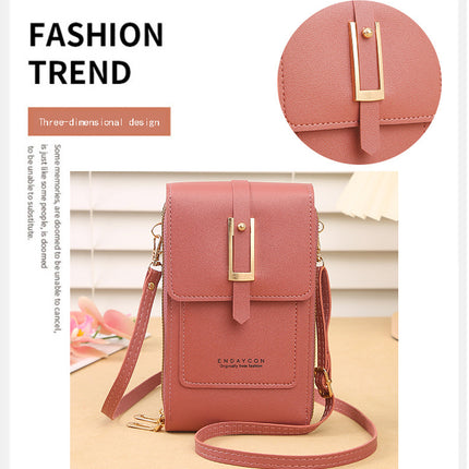 Women's Crossbody Phone Bag with Clear Touch Screen Window PU Leather Wallet Purse Multi-Pocket Shoulder Handbag Adjustable Strap Card Holder Black