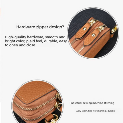 Genuine Leather Car Key Case Double Zipper Smart Key Fob Holder Wallet Remote Organiser Pouch with Hook Dark Blue