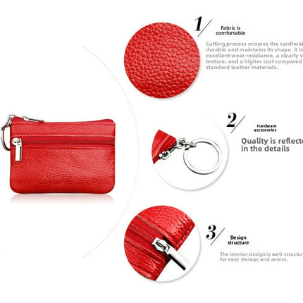 Small Coin Purse Key Ring Wallet Mini Change Pouch Dual Zipper Pocket PU Leather Portable Storage Bag Green