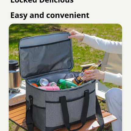 Small Insulated Lunch Bag 10L Cooler Tote Box with Shoulder Strap Leakproof Thermal Meal Prep Carrier for Work School Picnic Grey