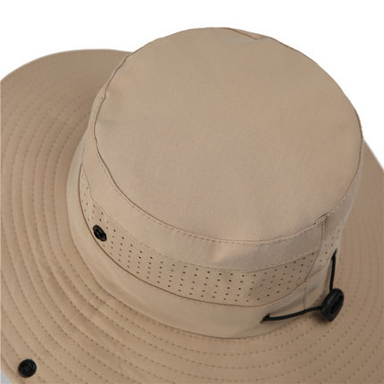 Wide Brim Sun Hat Waterproof UV Protection Boonie Bucket Cap Mesh Breathable for Fishing Hiking Camping Outdoor Beige