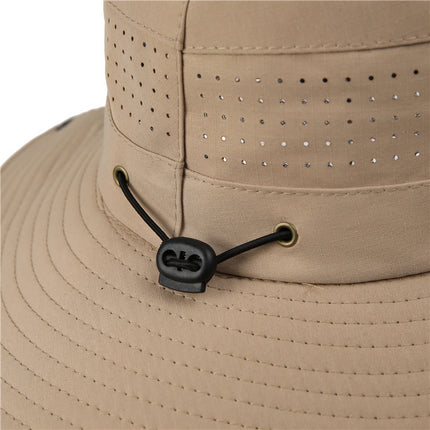 Wide Brim Sun Hat Waterproof UV Protection Boonie Bucket Cap Mesh Breathable for Fishing Hiking Camping Outdoor Beige