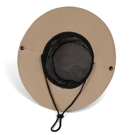 Wide Brim Sun Hat Waterproof UV Protection Boonie Bucket Cap Mesh Breathable for Fishing Hiking Camping Outdoor Beige