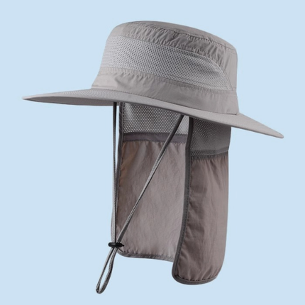 Wide Brim Sun Hat with Neck Flap UPF 50+ Protection Quick Dry Safari Cap Mesh Breathable for Fishing Gardening Hiking Outdoor Dark Grey