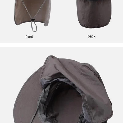 Wide Brim Sun Hat with Neck Flap UPF 50+ Protection Quick Dry Safari Cap Mesh Breathable for Fishing Gardening Hiking Outdoor Khaki