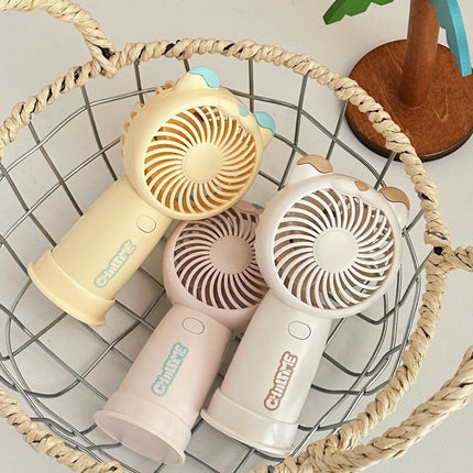 Mini Handheld Fan Rechargeable Portable Personal Cooling Device Cute Bear Design 3 Speed Adjustable with Stand Lanyard for Travel Kids Office Yellow