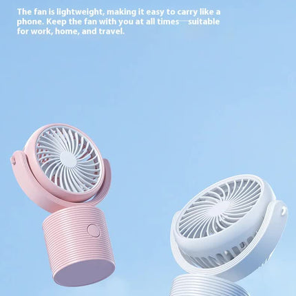 Portable Turbo Fan 3-in-1 Mini Handheld Desk Fan Rechargeable Personal Cooling Device with Neck Lanyard 180 Degree Adjustable Head Quiet Wind Pink