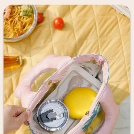 Insulated Lunch Bag Tote Fashion Graffiti Print with Soft Padded Handle Waterproof Thermal Cooler Bento Case for Work School and Picnics Blue with Purple Handle