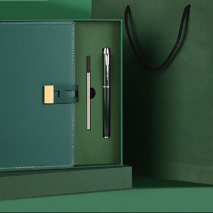 Turquoise Premium A5 Business Notebook Gift Set with Metal Pen - Soft PU Leather Journal 320 Pages Thick Paper - Executive Diary for Office & Home