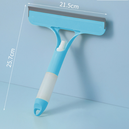 Blue 3-in-1 Window Squeegee with Built-in Spray Bottle - Dual Sided Sponge Glass Cleaner - Streak Free Tool for Shower Screens, Mirrors & Car Windows