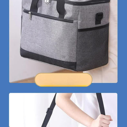 Large 30L Insulated Cooler Bag - Leakproof Thermal Lunch Tote with Shoulder Strap - Heavy Duty Blue Picnic Box for Beach, Camping & Work