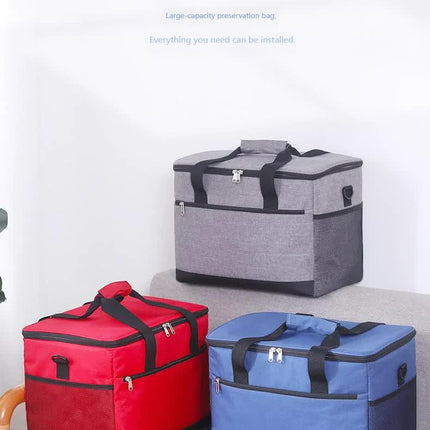 Large 30L Insulated Cooler Bag - Leakproof Thermal Lunch Tote with Shoulder Strap - Heavy Duty Black Picnic Box for Beach, Camping & Work