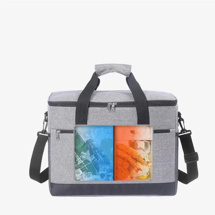 Large 18L Insulated Cooler Bag - Leakproof Thermal Lunch Tote with Shoulder Strap - Heavy Duty Black Picnic Box for Beach, Camping & Work
