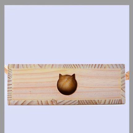 Interactive Wooden Cat Toy Whack-A-Mole Box - Solid Pine Cloud Puzzle with Pop-Up Cartoon Figures - Mental Enrichment & Bonding Game for Indoor Cats