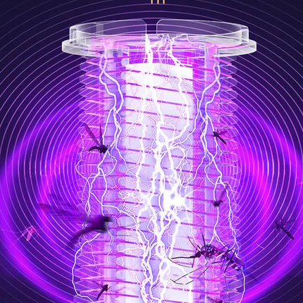2-in-1 Rechargeable Mosquito Zapper & Camping Lantern - 2000V Electric Insect Killer with Smart Digital Display - 2000mAh Battery Portable Bug Trap for Outdoor Tent Patio & Home - IPX5 Waterproof - White