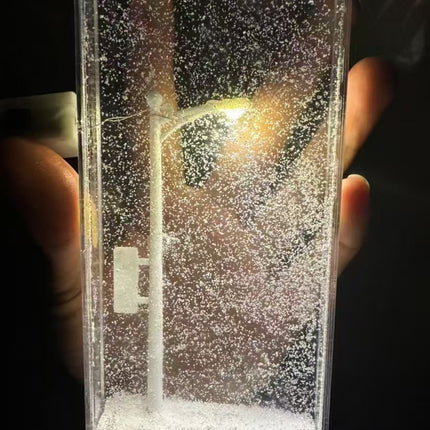 DIY Snowy Street Lamp Night Light Kit - Liquid Glitter Floating Snow Globe Effect - LED Acrylic Desk Display - Creative Handcraft Gift for Bedroom & Home Decor - Battery Operated 15.5cm