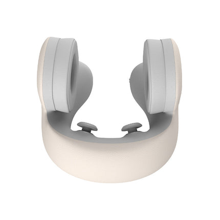 Smart 4-in-1 Travel Neck Pillow with ANC Headphones - Heated Vibration Massage & Bluetooth Audio - Memory Foam Support for Planes & Home - Beige