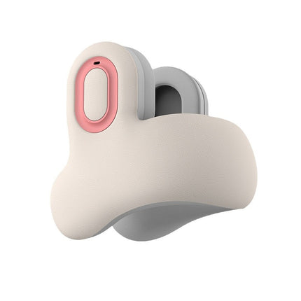 Smart 4-in-1 Travel Neck Pillow with ANC Headphones - Heated Vibration Massage & Bluetooth Audio - Memory Foam Support for Planes & Home - Beige