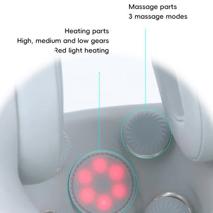 Smart 4-in-1 Travel Neck Pillow with ANC Headphones - Heated Vibration Massage & Bluetooth Audio - Memory Foam Support for Planes & Home - Beige
