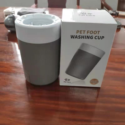 Portable Dog Paw Washer Cup - 360 Degree Muddy Foot Cleaner with Soft Bristles - Gentle Grooming Tool for Cats & Small to Medium Dogs - Grey