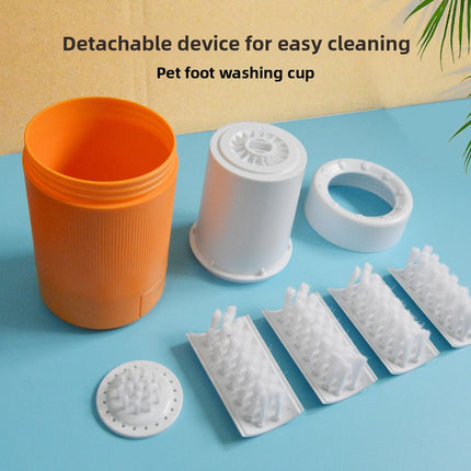 Portable Dog Paw Washer Cup - 360 Degree Muddy Foot Cleaner with Soft Bristles - Gentle Grooming Tool for Cats & Small to Medium Dogs - Grey