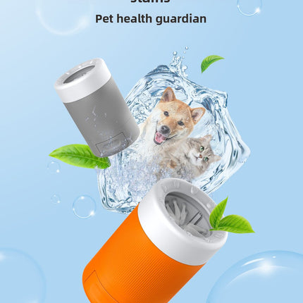 Portable Dog Paw Washer Cup - 360 Degree Muddy Foot Cleaner with Soft Bristles - Gentle Grooming Tool for Cats & Small to Medium Dogs - Grey