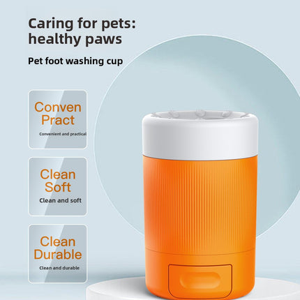 Portable Dog Paw Washer Cup - 360 Degree Muddy Foot Cleaner with Soft Bristles - Gentle Grooming Tool for Cats & Small to Medium Dogs - Grey