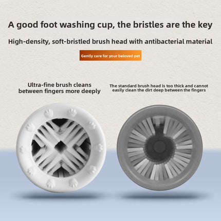 Portable Dog Paw Washer Cup - 360 Degree Muddy Foot Cleaner with Soft Bristles - Gentle Grooming Tool for Cats & Small to Medium Dogs - Grey