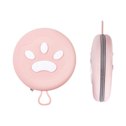 Portable Silicone Double Pet Bowl - Collapsible Travel Dog Feeder for Food & Water - 2 x 450ml Capacity with Zipper Case - Pink