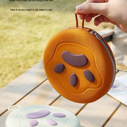 Portable Silicone Double Pet Bowl - Collapsible Travel Dog Feeder for Food & Water - 2 x 450ml Capacity with Zipper Case - Pink