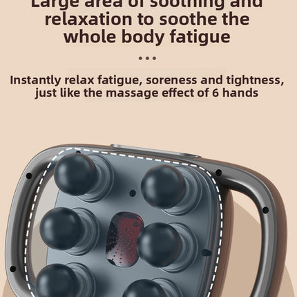 6-Head Deep Tissue Percussion Massager - Cordless Electric Muscle Gun with Red Light Therapy - 9 Speed Dual Handle Body Relaxer for Back & Legs - Ivory White