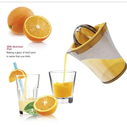 Manual Citrus Juicer & Hand Squeezer - 600ml Measuring Cup with Dual Reamer for Lemons & Oranges - Non-Slip Portable Fruit Press for Kitchen & Camping