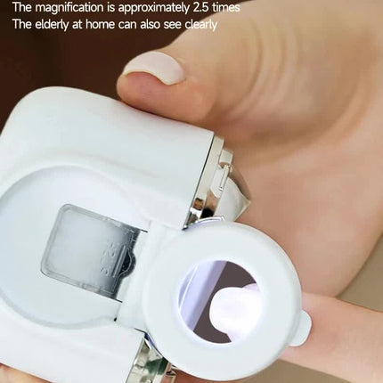 2-in-1 Electric Nail Clipper with Magnifying Glass & LED Light - Automatic Nail Trimmer & Polisher for Babies, Seniors & Adults - Safe USB Rechargeable Manicure Tool with Debris Storage - Black