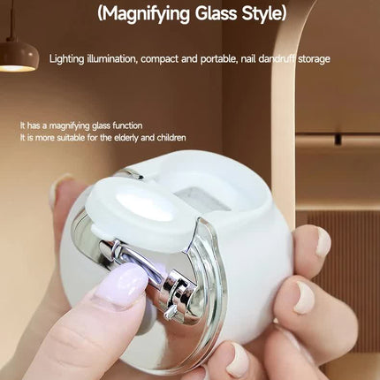 2-in-1 Electric Nail Clipper with Magnifying Glass & LED Light - Automatic Nail Trimmer & Polisher for Babies, Seniors & Adults - Safe USB Rechargeable Manicure Tool with Debris Storage - White