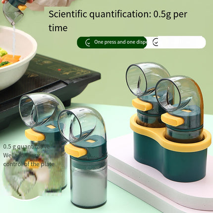 Quantitative Salt Dispenser Bottle - 0.5g Precise Metering Spice Shaker for Healthy Portion Control - Push Button Seasoning Container for Kitchen Cooking - Dark Green