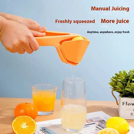 Foldable Manual Lemon Squeezer & Citrus Juicer - Portable Handheld Fruit Press for Fresh Orange & Lime Juice - Space Saving Kitchen Tool - Yellow