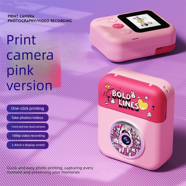 Kids Instant Print Camera with 32GB SD Card & 3 Paper Rolls