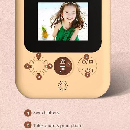 Kids Instant Print Camera with 32GB SD Card & 3 Paper Rolls - Retro Thermal Digital Camera & Video Recorder - 1080P Dual Lens Selfie Toy Gift - Blue