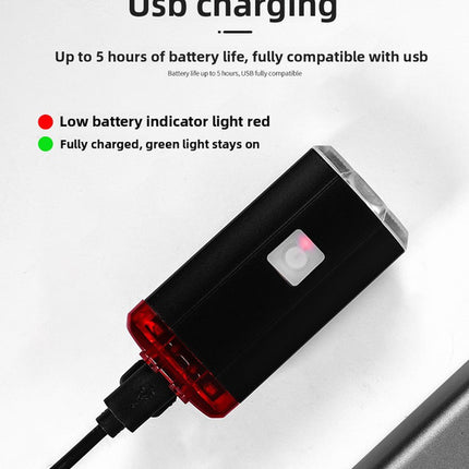 USB Rechargeable Mini Bike Light Front & Rear Combo - 150 Lumen LED High Brightness Safety Lamp for Cycling - IPX8 Waterproof Aluminium Helmet & Handlebar Light - Black