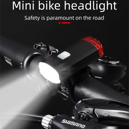 2 PCS USB Rechargeable Mini Bike Lights - Aluminium LED Front & Rear Safety Lamp Set - 150 Lumen High Brightness Flashlight for Helmet & Handlebar - IPX8 Waterproof - Black