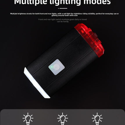 2 PCS USB Rechargeable Mini Bike Lights - Aluminium LED Front & Rear Safety Lamp Set - 150 Lumen High Brightness Flashlight for Helmet & Handlebar - IPX8 Waterproof - Black