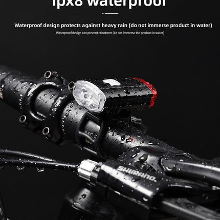 2 PCS USB Rechargeable Mini Bike Lights - Aluminium LED Front & Rear Safety Lamp Set - 150 Lumen High Brightness Flashlight for Helmet & Handlebar - IPX8 Waterproof - Black