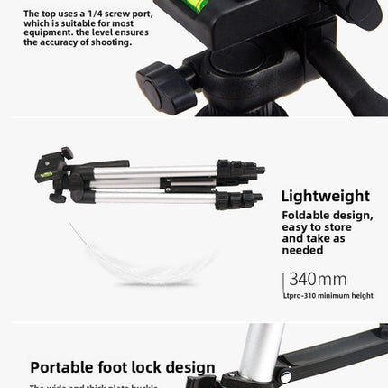 3120 Black Camera & Phone Tripod Stand - 110cm Lightweight Aluminium Portable Travel Mount with 3-Way Head & Universal Smartphone Holder - Adjustable Vlogging Gear - Black